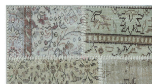 Beige Over Dyed Patchwork Unique Rug 2'7'' x 4'11'' ft 80 x 150 cm