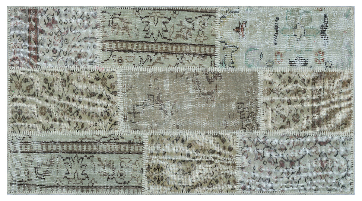 Beige Over Dyed Patchwork Unique Rug 2&#39;7&#39;&#39; x 4&#39;11&#39;&#39; ft 80 x 150 cm