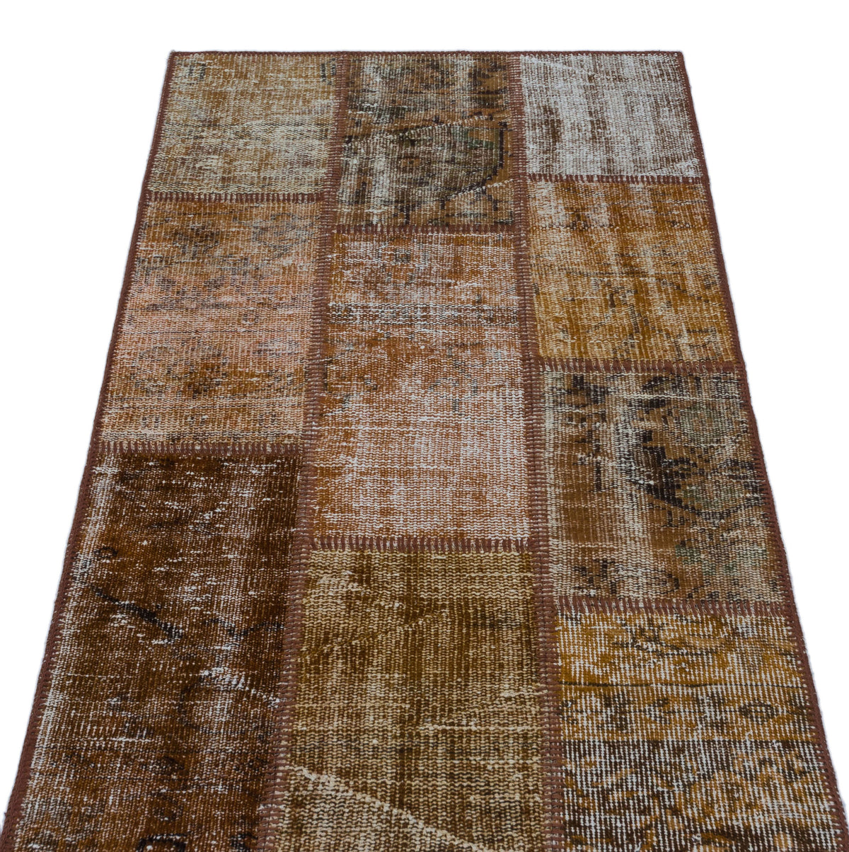 Brown Over Dyed Patchwork Unique Rug 2&#39;7&#39;&#39; x 4&#39;11&#39;&#39; ft 80 x 150 cm