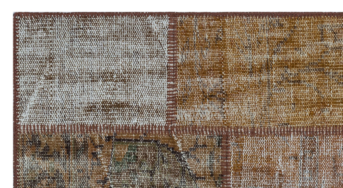 Brown Over Dyed Patchwork Unique Rug 2&#39;7&#39;&#39; x 4&#39;11&#39;&#39; ft 80 x 150 cm