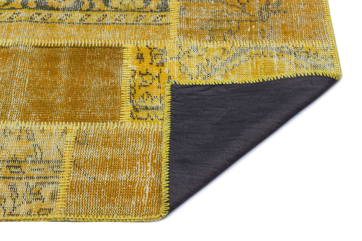 Yellow Over Dyed Patchwork Unique Rug 2&#39;7&#39;&#39; x 4&#39;11&#39;&#39; ft 80 x 150 cm