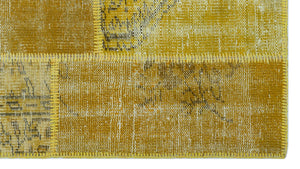 Yellow Over Dyed Patchwork Unique Rug 2'7'' x 4'11'' ft 80 x 150 cm