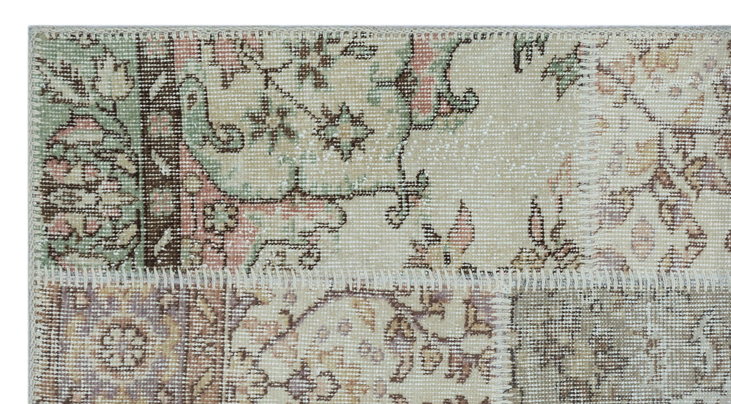Beige Over Dyed Patchwork Unique Rug 2'7'' x 4'11'' ft 80 x 150 cm