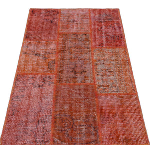 Red Over Dyed Patchwork Unique Rug 2'7'' x 4'11'' ft 80 x 150 cm