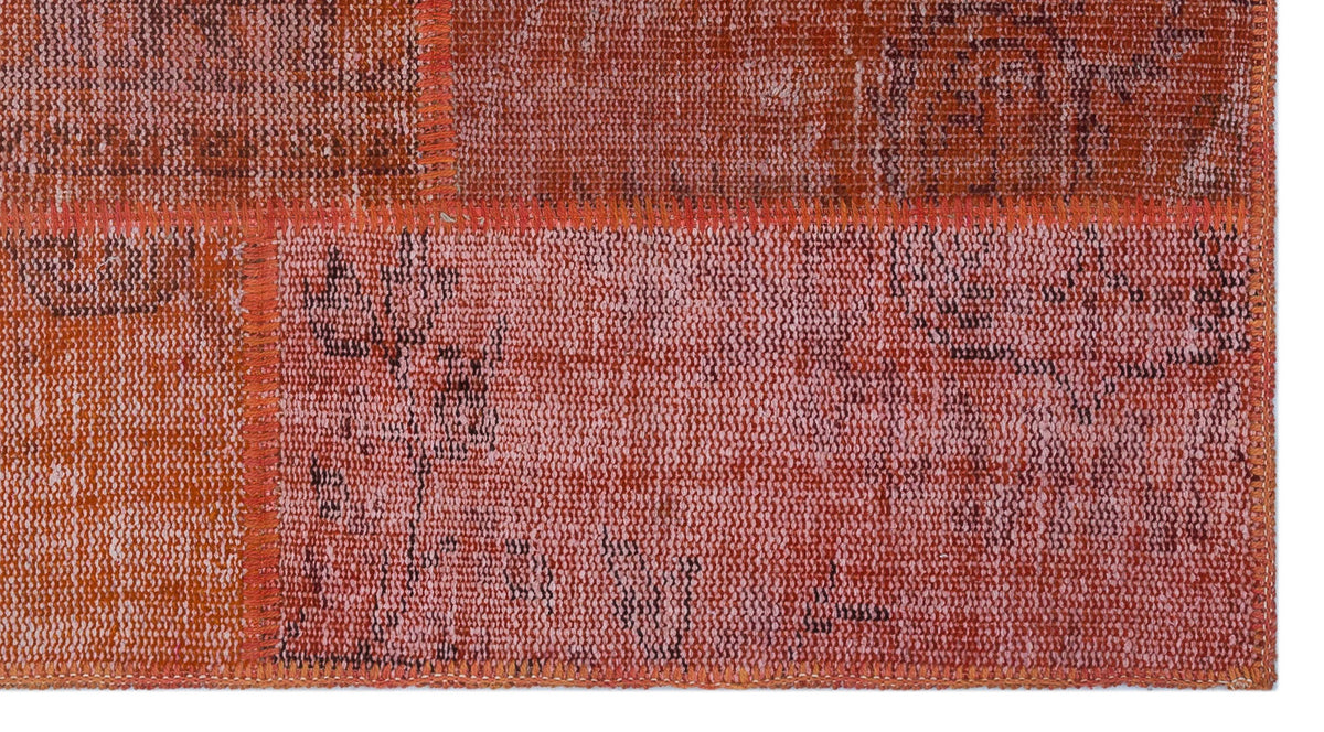 Red Over Dyed Patchwork Unique Rug 2&#39;7&#39;&#39; x 4&#39;11&#39;&#39; ft 80 x 150 cm