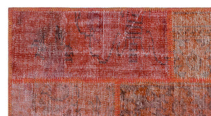 Red Over Dyed Patchwork Unique Rug 2'7'' x 4'11'' ft 80 x 150 cm