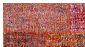 Red Over Dyed Patchwork Unique Rug 2'7'' x 4'11'' ft 80 x 150 cm