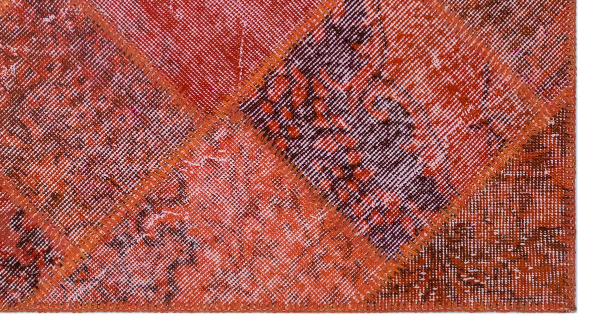 Red Over Dyed Patchwork Unique Rug 2&#39;7&#39;&#39; x 4&#39;11&#39;&#39; ft 80 x 150 cm