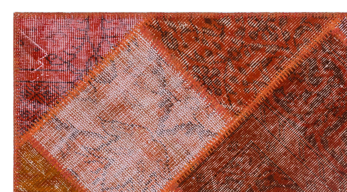 Red Over Dyed Patchwork Unique Rug 2&#39;7&#39;&#39; x 4&#39;11&#39;&#39; ft 80 x 150 cm