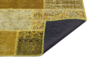 Yellow Over Dyed Patchwork Unique Rug 2'7'' x 4'11'' ft 80 x 150 cm