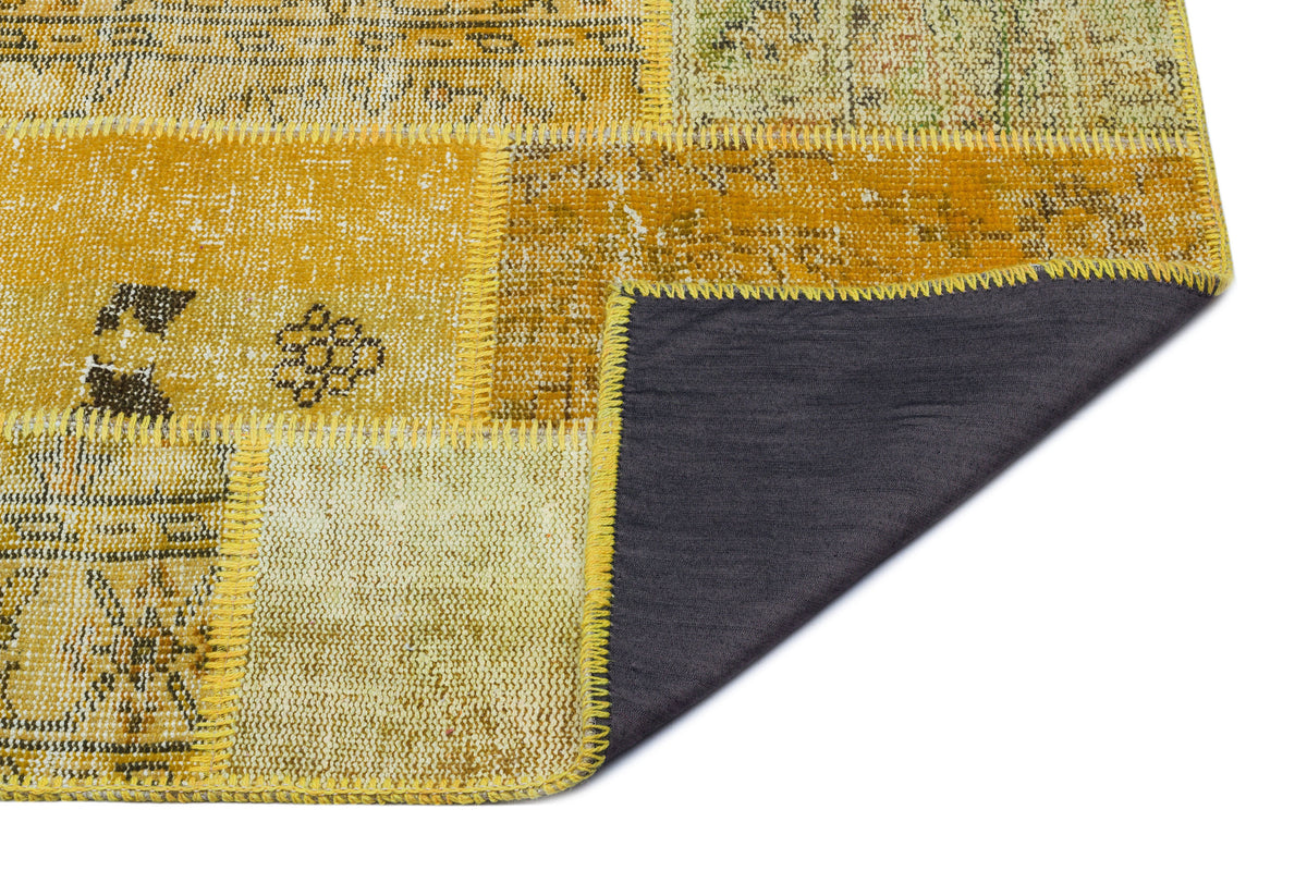 Yellow Over Dyed Patchwork Unique Rug 2&#39;7&#39;&#39; x 4&#39;11&#39;&#39; ft 80 x 150 cm