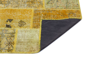 Yellow Over Dyed Patchwork Unique Rug 2'7'' x 4'11'' ft 80 x 150 cm