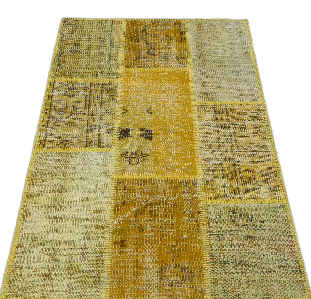 Yellow Over Dyed Patchwork Unique Rug 2&#39;7&#39;&#39; x 4&#39;11&#39;&#39; ft 80 x 150 cm