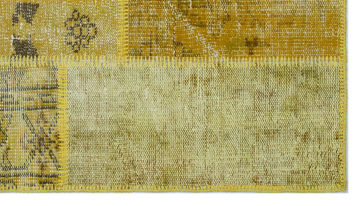 Yellow Over Dyed Patchwork Unique Rug 2&#39;7&#39;&#39; x 4&#39;11&#39;&#39; ft 80 x 150 cm