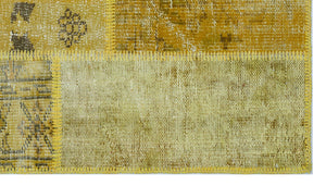 Yellow Over Dyed Patchwork Unique Rug 2'7'' x 4'11'' ft 80 x 150 cm