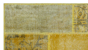 Yellow Over Dyed Patchwork Unique Rug 2'7'' x 4'11'' ft 80 x 150 cm