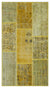 Yellow Over Dyed Patchwork Unique Rug 2'7'' x 4'11'' ft 80 x 150 cm