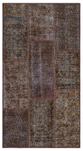 Brown Over Dyed Patchwork Unique Rug 2'7'' x 4'11'' ft 80 x 150 cm