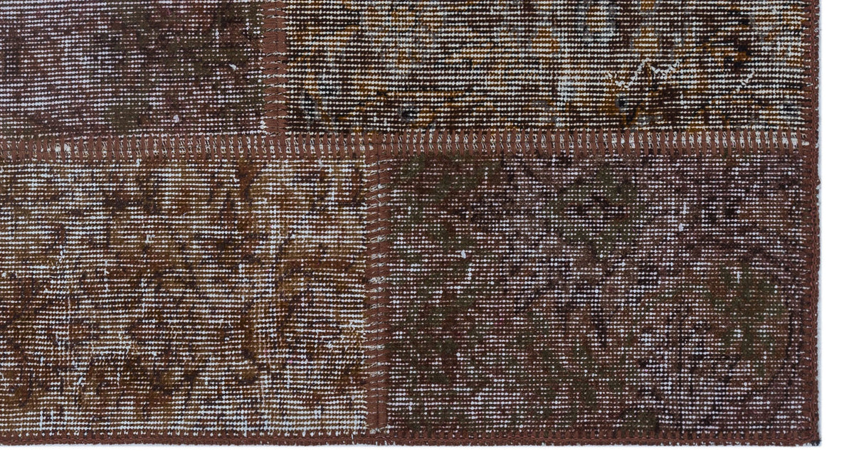 Brown Over Dyed Patchwork Unique Rug 2&#39;7&#39;&#39; x 4&#39;11&#39;&#39; ft 80 x 150 cm