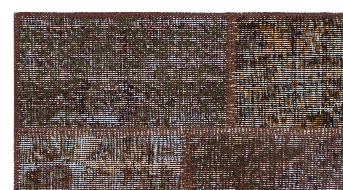 Brown Over Dyed Patchwork Unique Rug 2&#39;7&#39;&#39; x 4&#39;11&#39;&#39; ft 80 x 150 cm