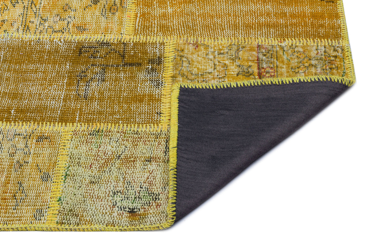 Yellow Over Dyed Patchwork Unique Rug 2&#39;7&#39;&#39; x 4&#39;11&#39;&#39; ft 80 x 150 cm