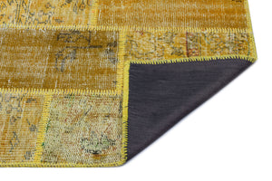 Yellow Over Dyed Patchwork Unique Rug 2'7'' x 4'11'' ft 80 x 150 cm