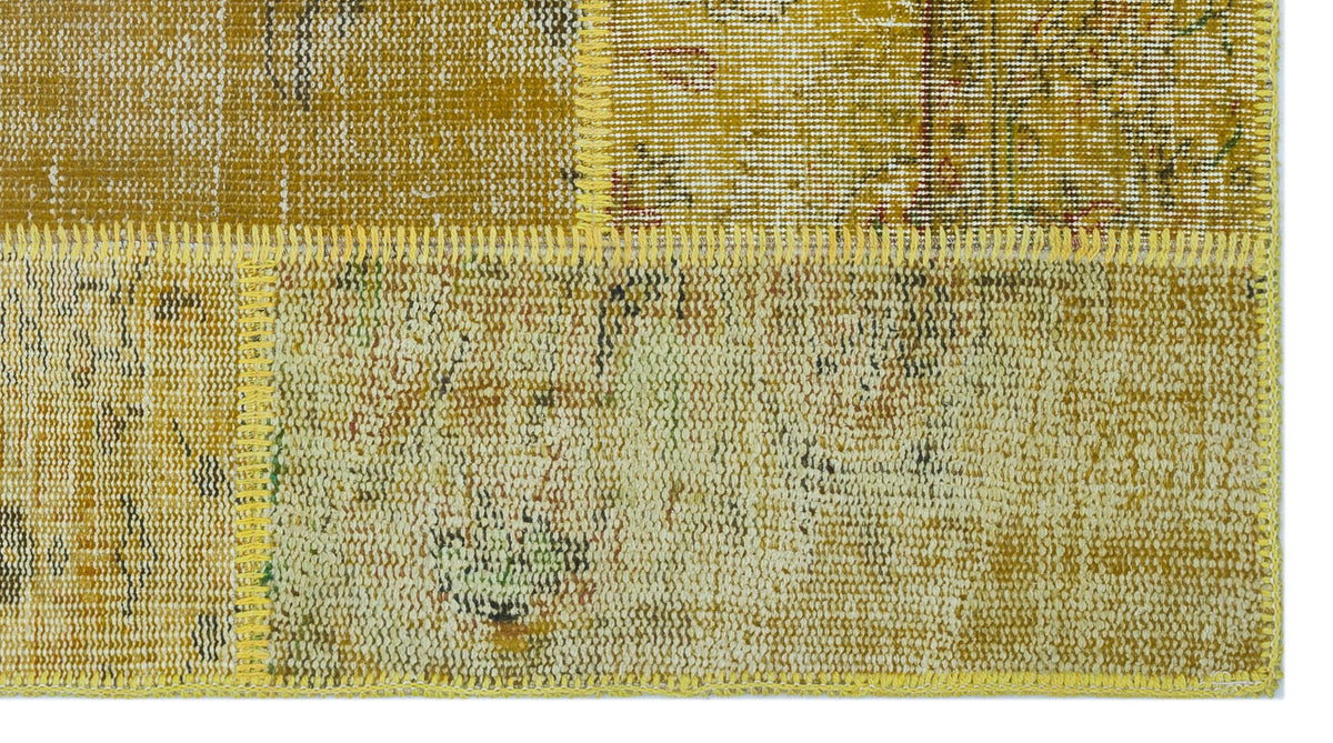 Yellow Over Dyed Patchwork Unique Rug 2&#39;7&#39;&#39; x 4&#39;11&#39;&#39; ft 80 x 150 cm