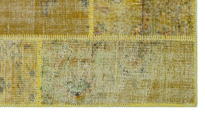 Yellow Over Dyed Patchwork Unique Rug 2'7'' x 4'11'' ft 80 x 150 cm