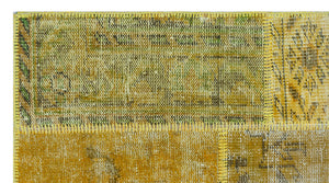 Yellow Over Dyed Patchwork Unique Rug 2'7'' x 4'11'' ft 80 x 150 cm