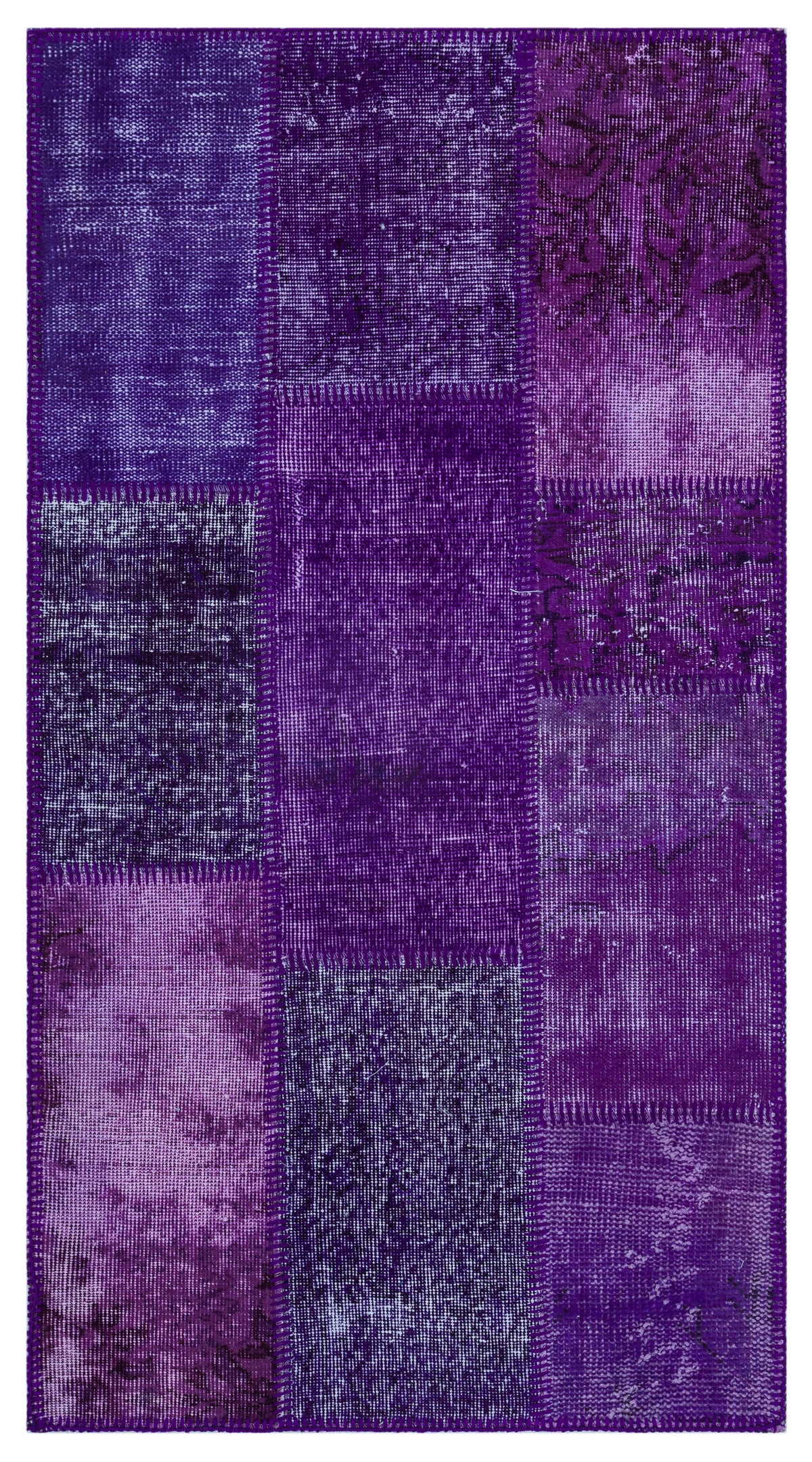 Purple Over Dyed Patchwork Unique Rug 2&#39;7&#39;&#39; x 4&#39;11&#39;&#39; ft 80 x 150 cm
