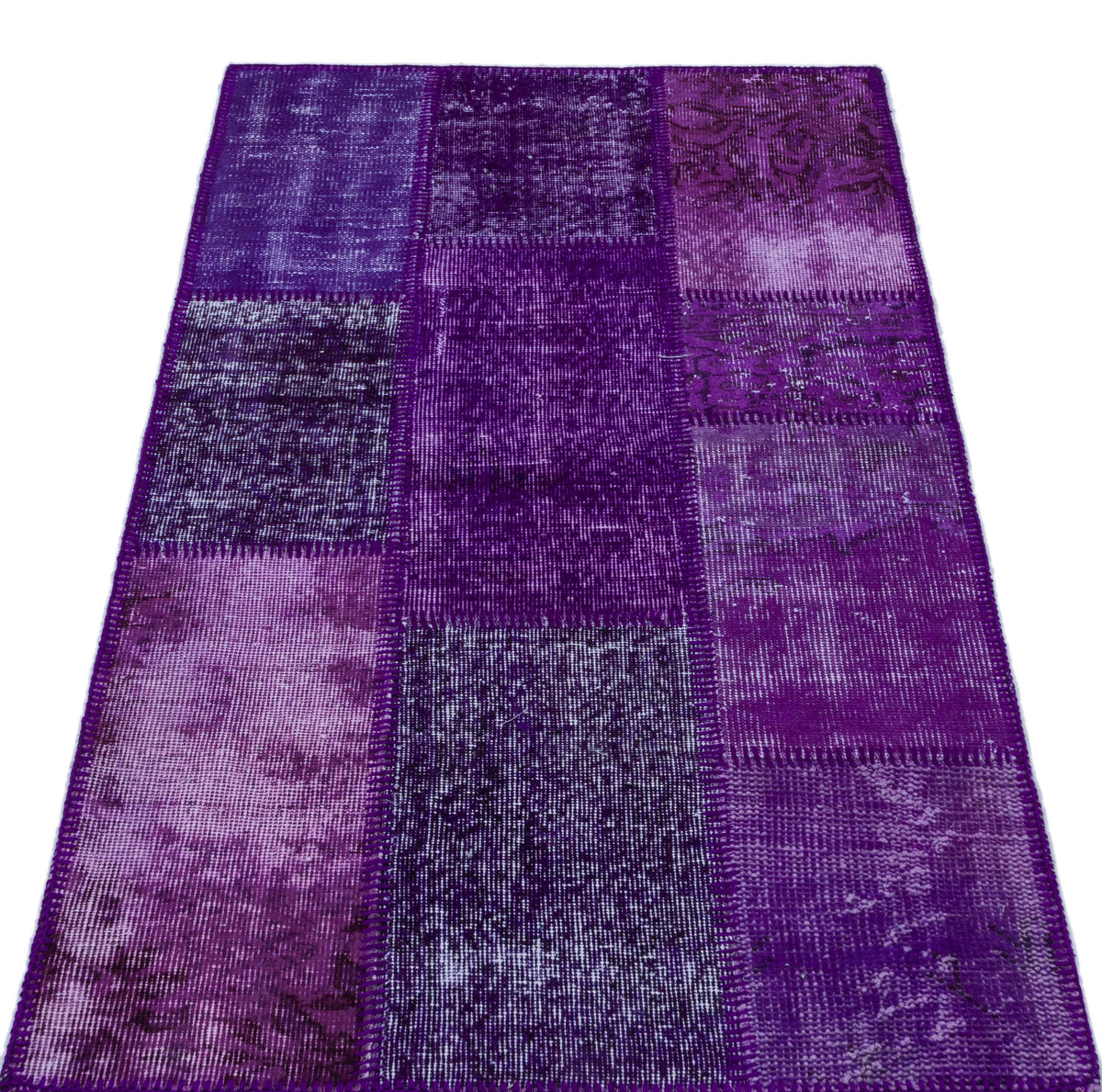 Purple Over Dyed Patchwork Unique Rug 2&#39;7&#39;&#39; x 4&#39;11&#39;&#39; ft 80 x 150 cm