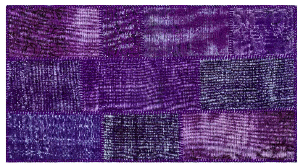 Purple Over Dyed Patchwork Unique Rug 2'7'' x 4'11'' ft 80 x 150 cm