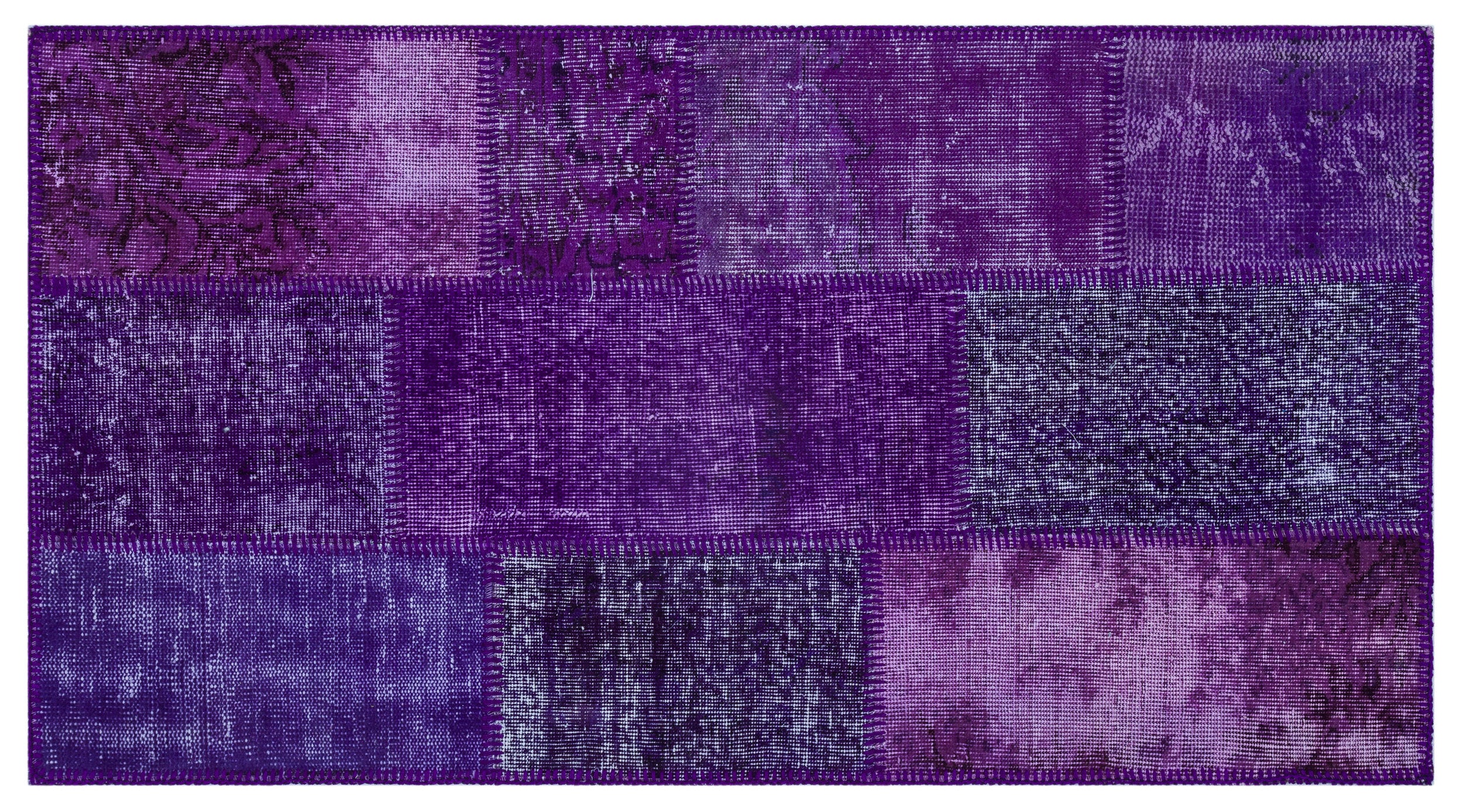 Purple Over Dyed Patchwork Unique Rug 2'7'' x 4'11'' ft 80 x 150 cm