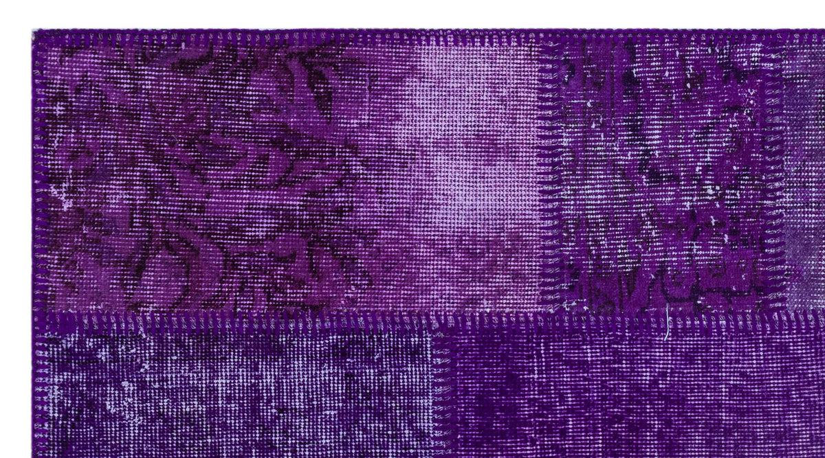 Purple Over Dyed Patchwork Unique Rug 2&#39;7&#39;&#39; x 4&#39;11&#39;&#39; ft 80 x 150 cm