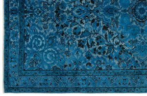 Turquoise  Over Dyed Carved Rug 5'4'' x 8'8'' ft 162 x 264 cm