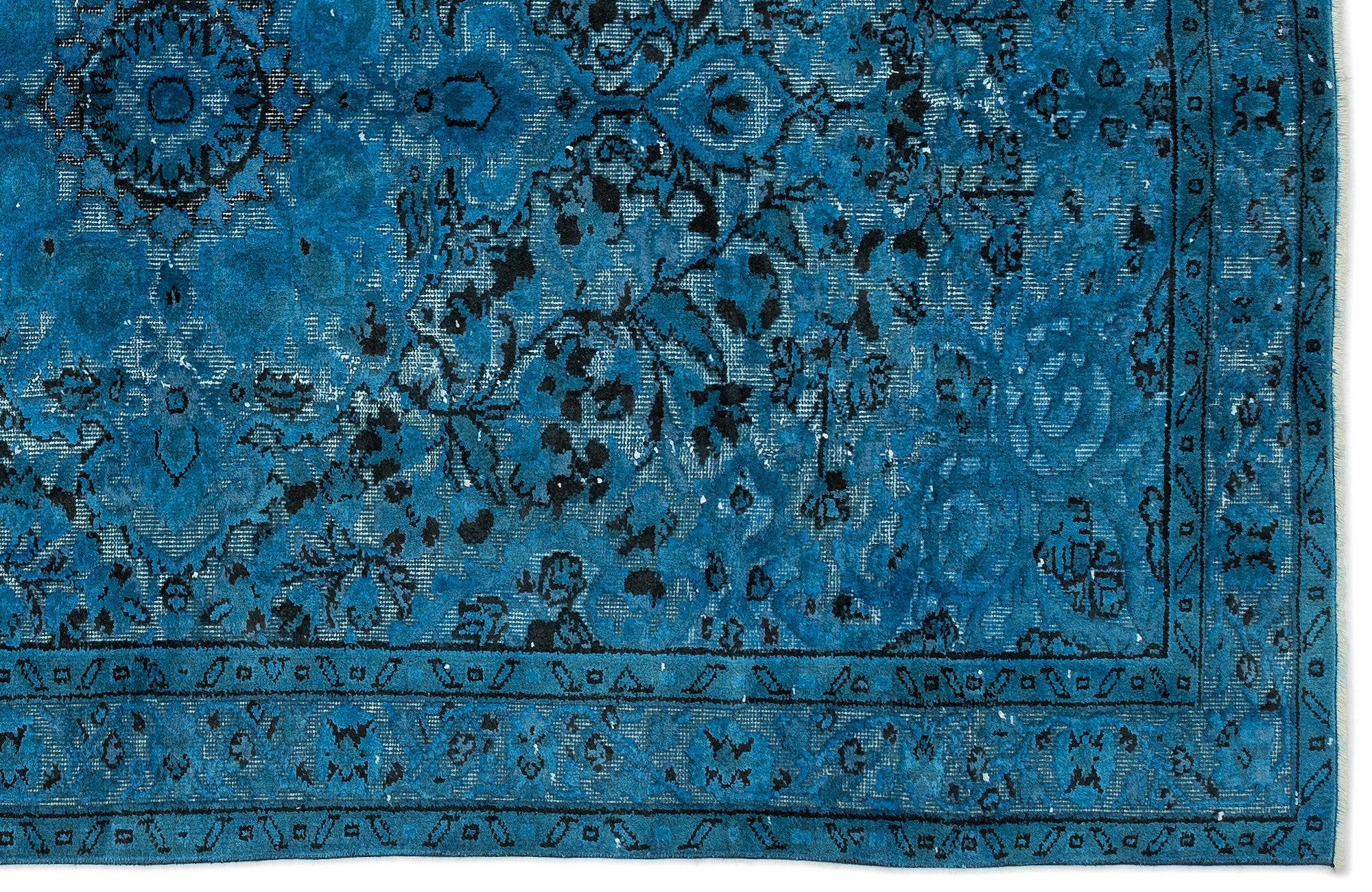 Turquoise  Over Dyed Carved Rug 5'4'' x 8'8'' ft 162 x 264 cm