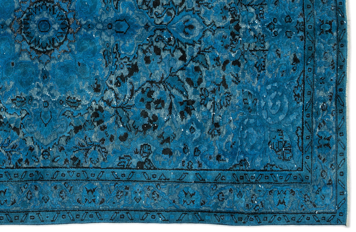 Turquoise  Over Dyed Carved Rug 5'4'' x 8'8'' ft 162 x 264 cm