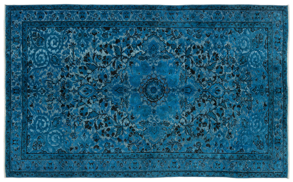 Turquoise  Over Dyed Carved Rug 5'4'' x 8'8'' ft 162 x 264 cm