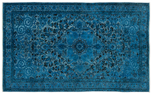 Turquoise  Over Dyed Carved Rug 5'4'' x 8'8'' ft 162 x 264 cm