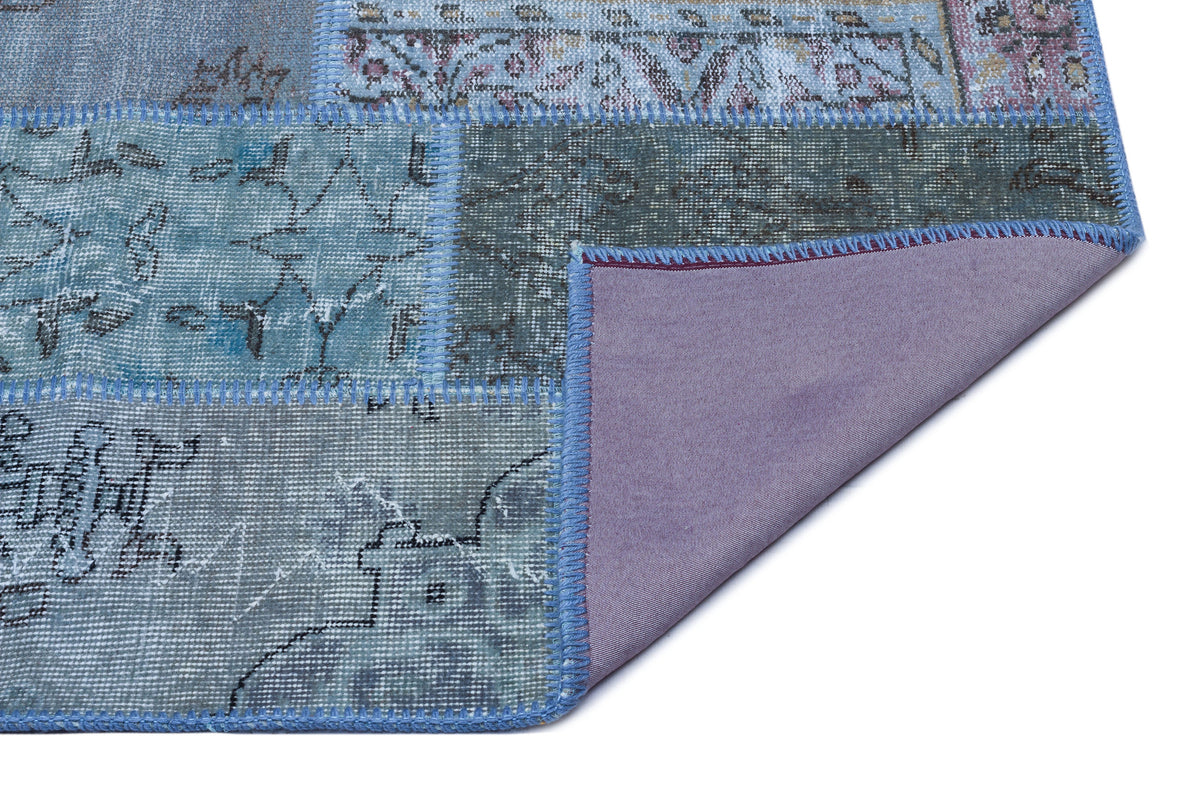 Blue Over Dyed Patchwork Unique Rug 2&#39;7&#39;&#39; x 4&#39;11&#39;&#39; ft 80 x 150 cm