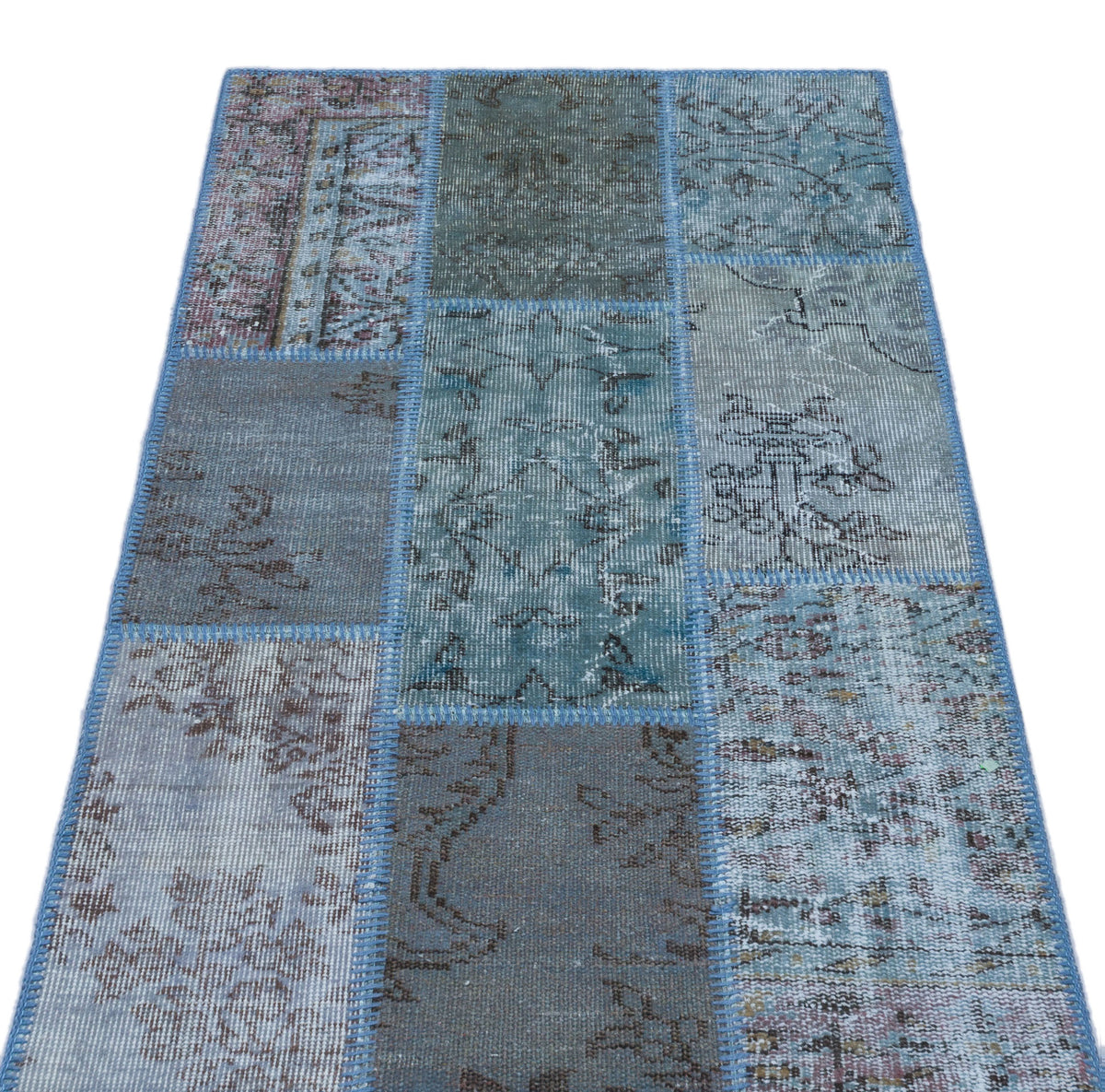 Blue Over Dyed Patchwork Unique Rug 2&#39;7&#39;&#39; x 4&#39;11&#39;&#39; ft 80 x 150 cm