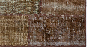 Brown Over Dyed Patchwork Unique Rug 2'7'' x 4'11'' ft 80 x 150 cm