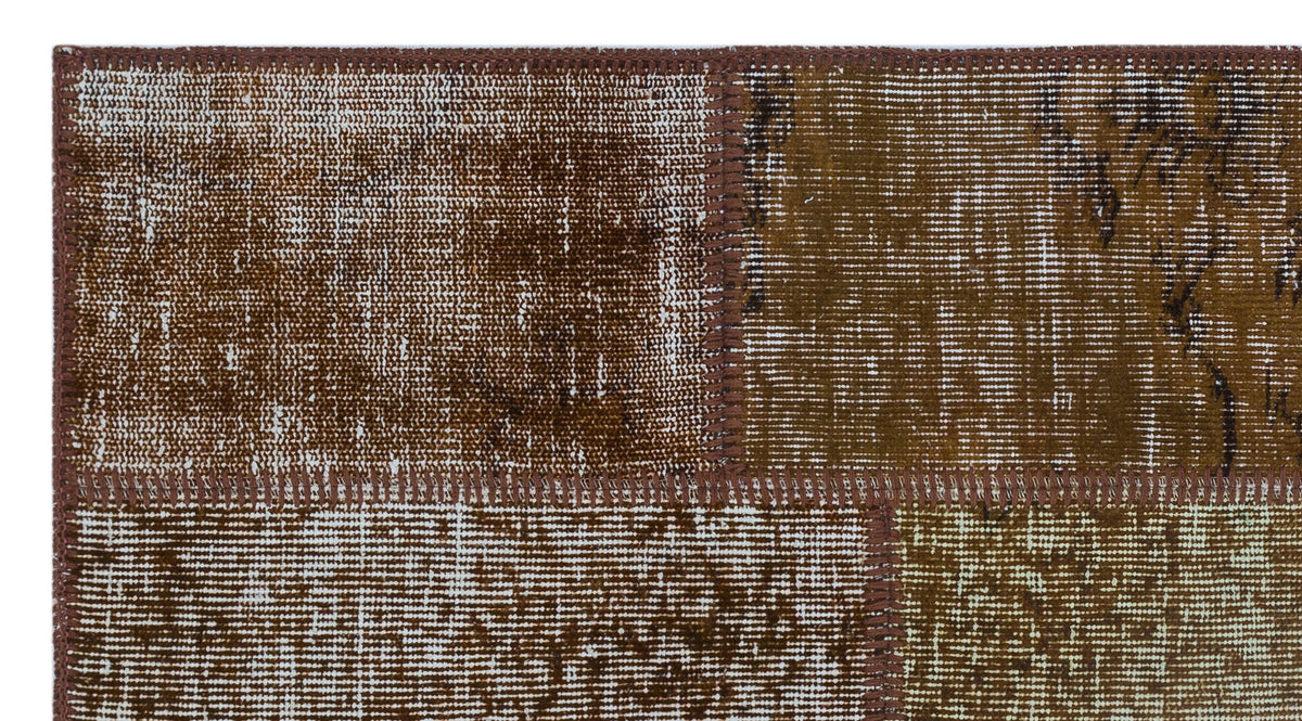Brown Over Dyed Patchwork Unique Rug 2&#39;7&#39;&#39; x 4&#39;11&#39;&#39; ft 80 x 150 cm
