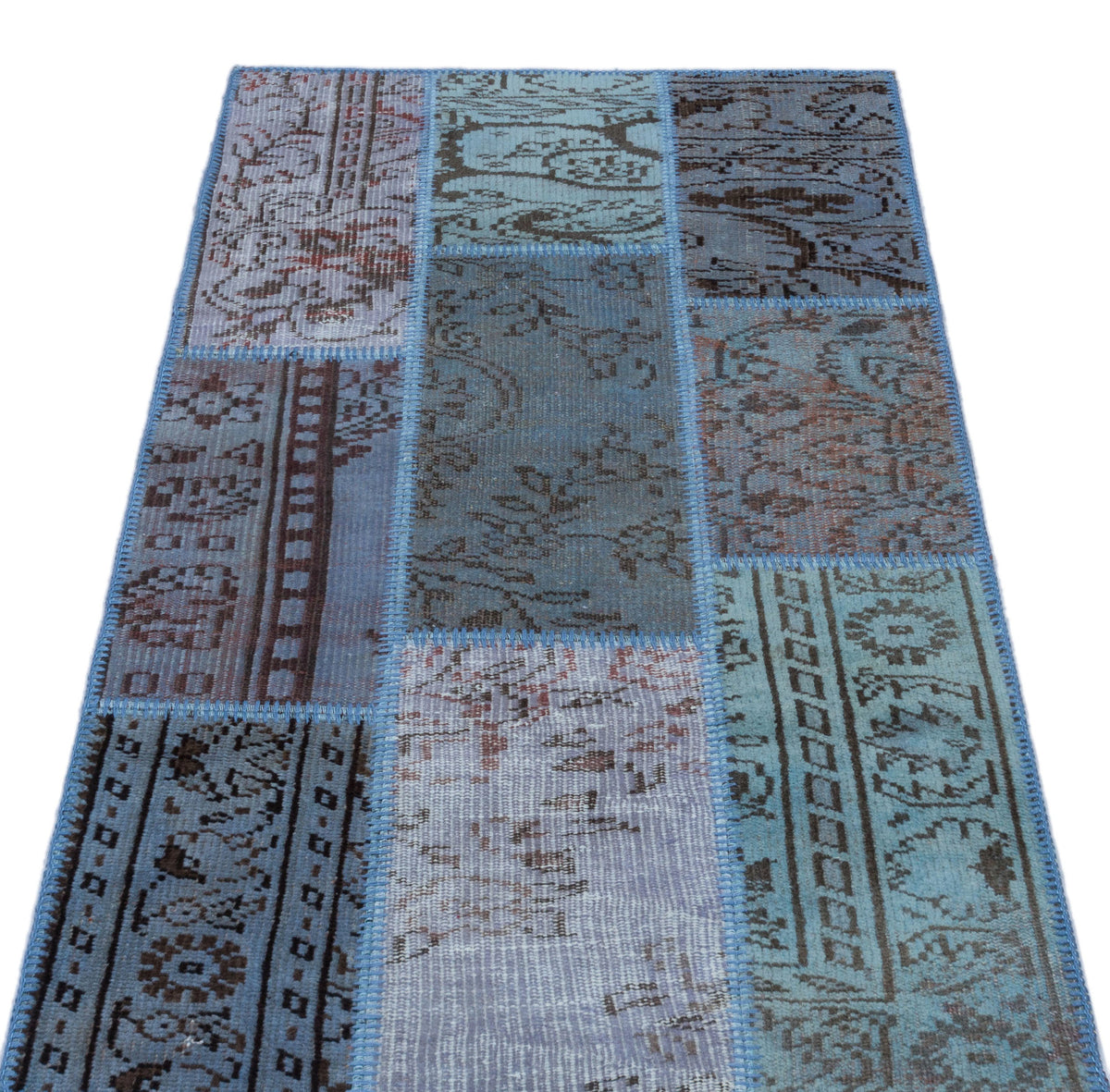 Blue Over Dyed Patchwork Unique Rug 2&#39;7&#39;&#39; x 4&#39;11&#39;&#39; ft 80 x 150 cm