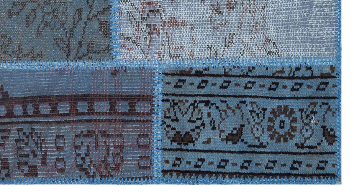 Blue Over Dyed Patchwork Unique Rug 2&#39;7&#39;&#39; x 4&#39;11&#39;&#39; ft 80 x 150 cm