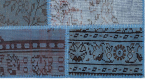 Blue Over Dyed Patchwork Unique Rug 2'7'' x 4'11'' ft 80 x 150 cm