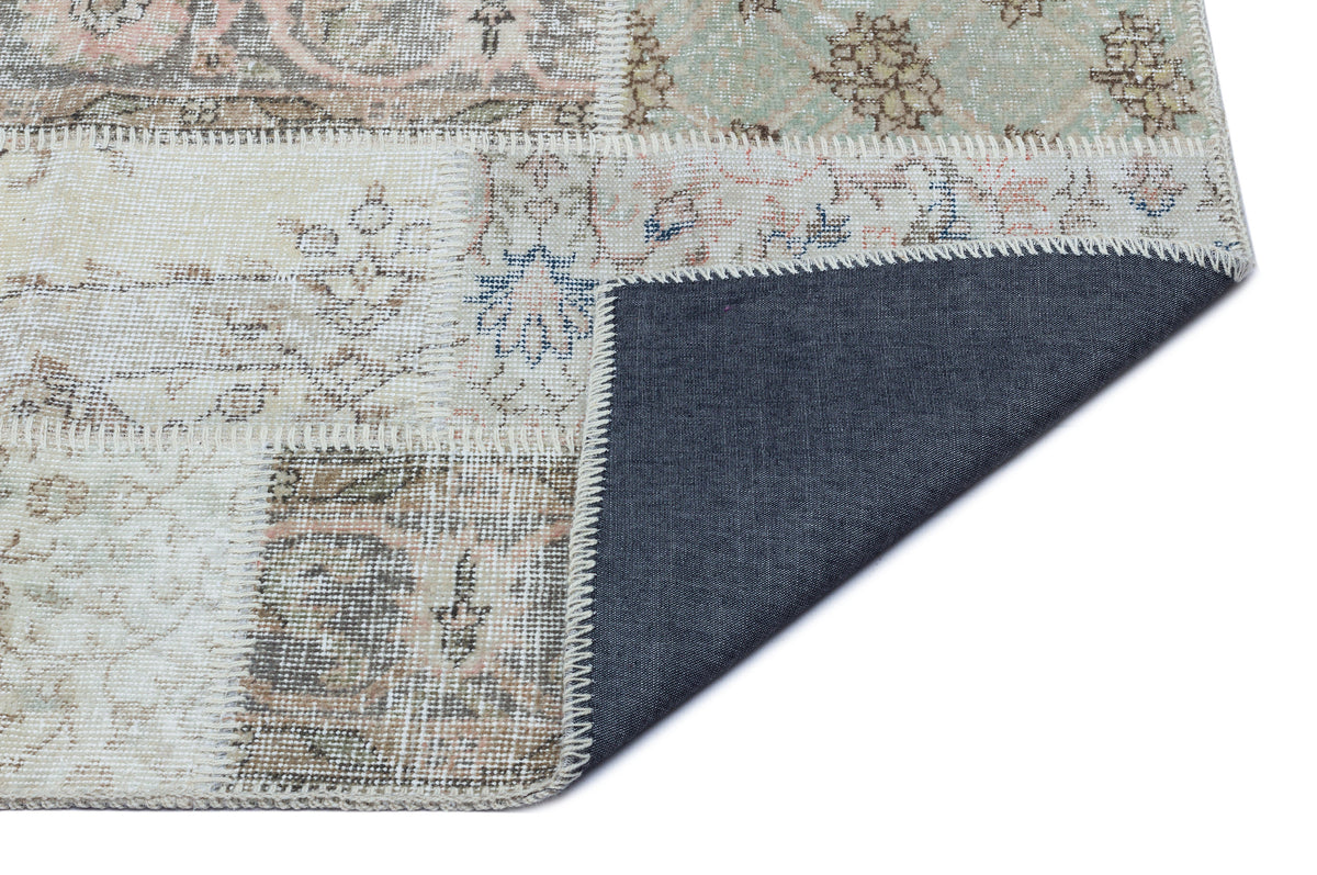 Beige Over Dyed Patchwork Unique Rug 2&#39;7&#39;&#39; x 4&#39;11&#39;&#39; ft 80 x 150 cm