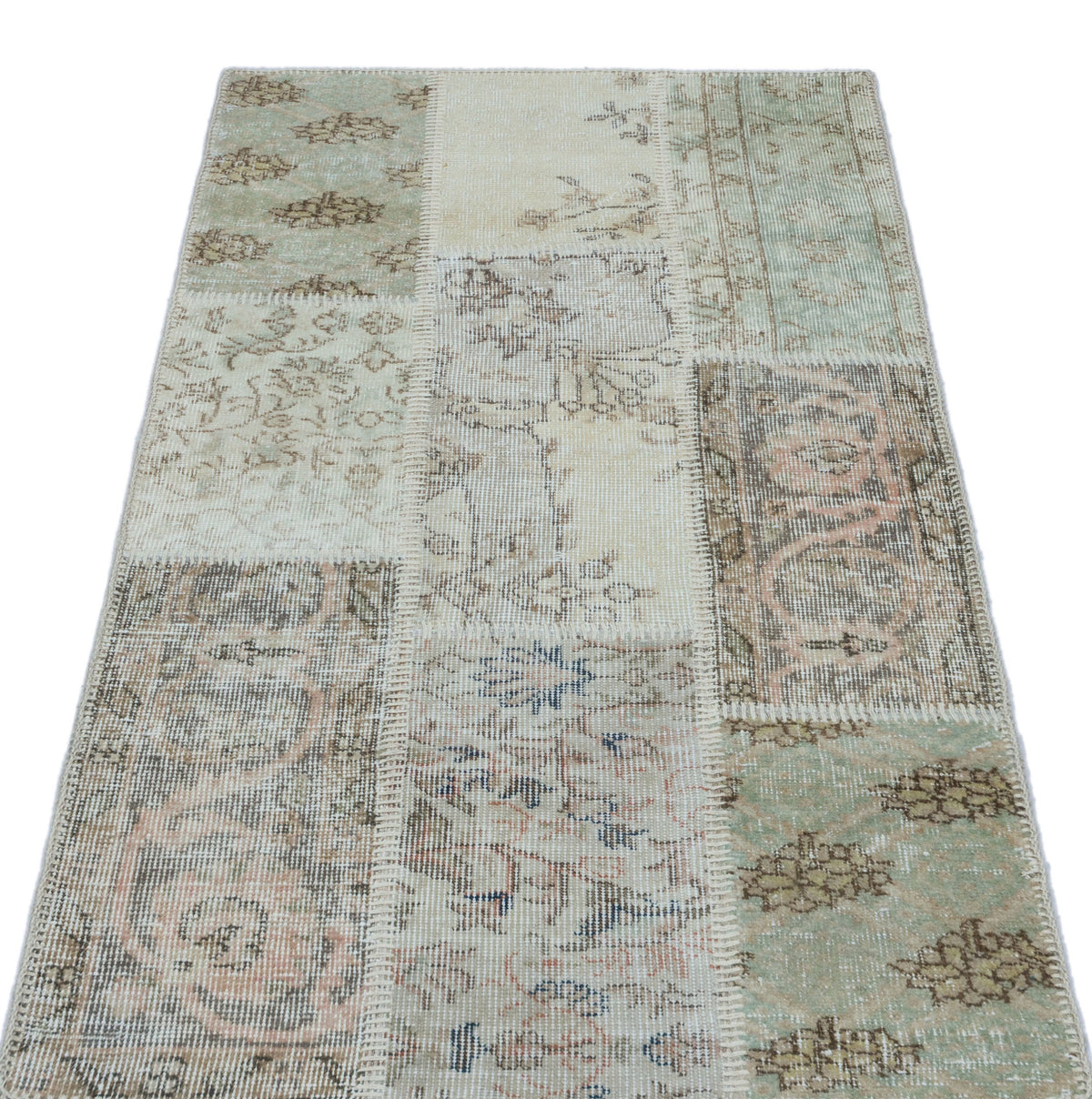 Beige Over Dyed Patchwork Unique Rug 2&#39;7&#39;&#39; x 4&#39;11&#39;&#39; ft 80 x 150 cm
