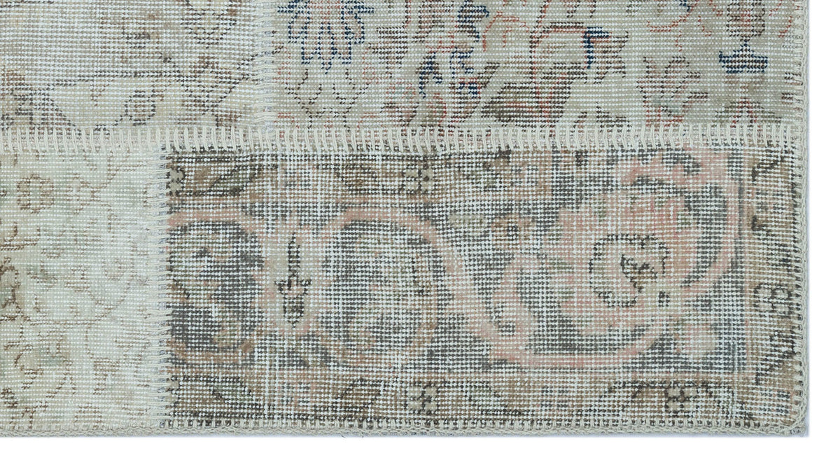 Beige Over Dyed Patchwork Unique Rug 2&#39;7&#39;&#39; x 4&#39;11&#39;&#39; ft 80 x 150 cm