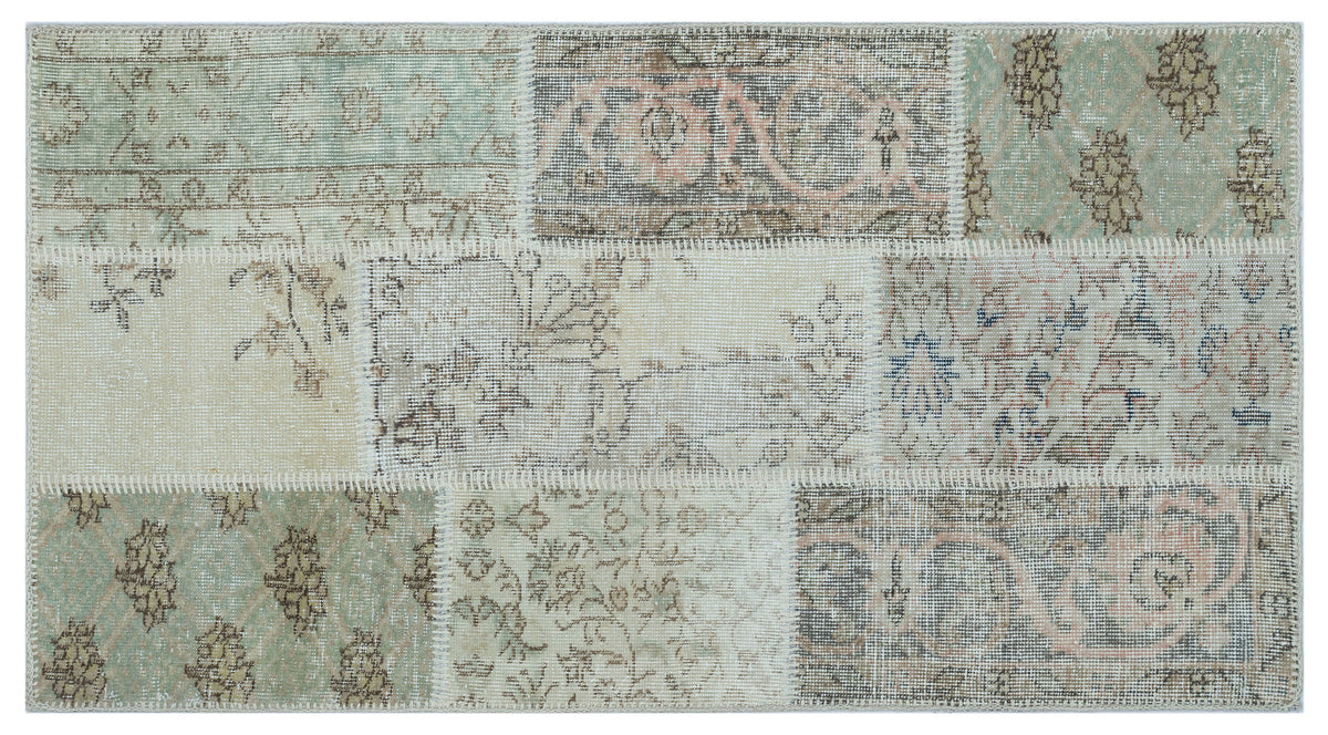 Beige Over Dyed Patchwork Unique Rug 2&#39;7&#39;&#39; x 4&#39;11&#39;&#39; ft 80 x 150 cm